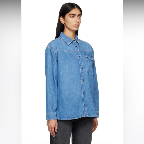ANINE BING Simon Logo-Embroidered Denim Shirt